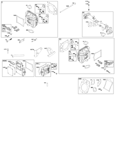 Cylinder Head Group Diagram and Parts List for 61E877-0108-J1 400000 - 699999 Briggs and Stratton Engine